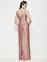 Rear View Thumbnail - Neu Nude Bateau Neck Satin Maxi Dress with Pleated Column Skirt