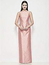 Front View Thumbnail - Rose Bateau Neck Satin Maxi Dress with Pleated Column Skirt