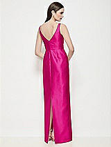 Rear View Thumbnail - Think Pink Bateau Neck Satin Maxi Dress with Pleated Column Skirt