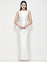 Front View Thumbnail - White Bateau Neck Satin Maxi Dress with Pleated Column Skirt