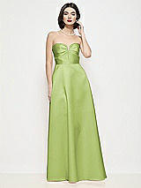 Front View Thumbnail - Mojito Strapless Pleated U-Wire Satin Maxi Dress with Semi Circle Skirt