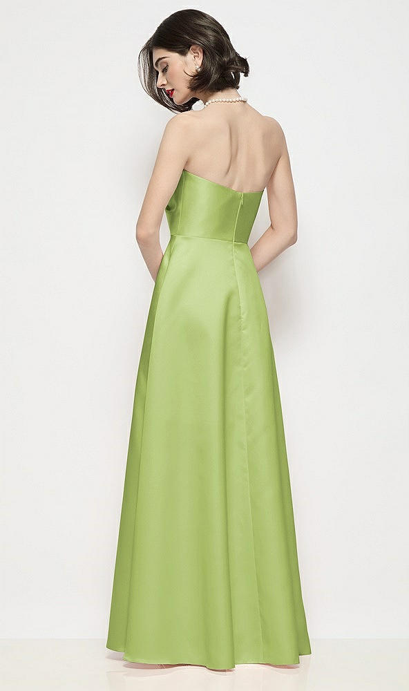 Back View - Mojito Strapless Pleated U-Wire Satin Maxi Dress with Semi Circle Skirt