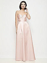 Front View Thumbnail - Blush Strapless Pleated U-Wire Satin Maxi Dress with Semi Circle Skirt