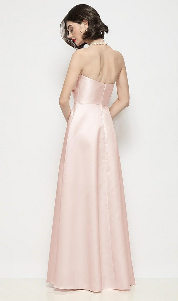 Back View - Blush Strapless Pleated U-Wire Satin Maxi Dress with Semi Circle Skirt