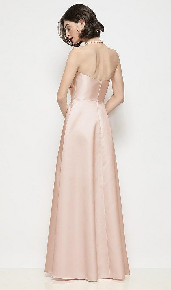 Back View - Cameo Strapless Pleated U-Wire Satin Maxi Dress with Semi Circle Skirt