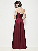 Rear View Thumbnail - Cabernet Strapless Pleated U-Wire Satin Maxi Dress with Semi Circle Skirt