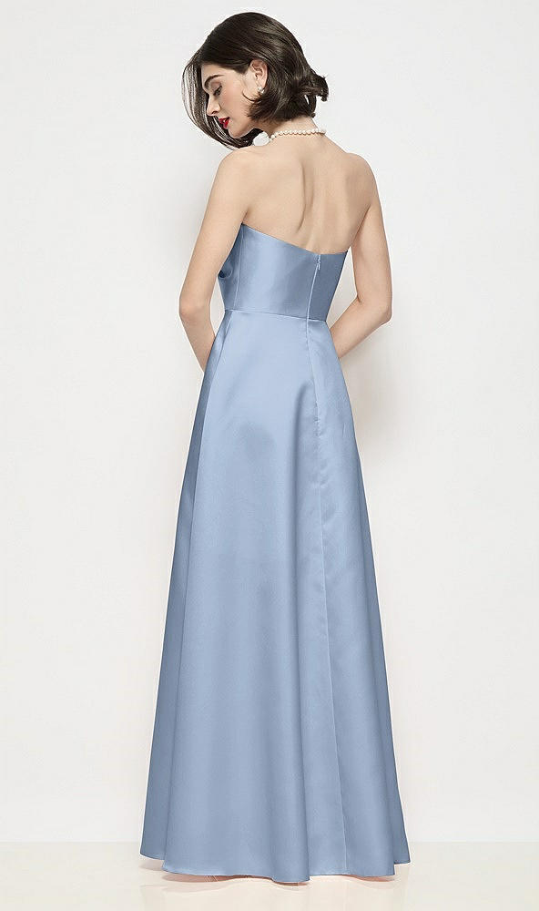 Back View - Cloudy Strapless Pleated U-Wire Satin Maxi Dress with Semi Circle Skirt