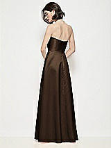 Rear View Thumbnail - Espresso Strapless Pleated U-Wire Satin Maxi Dress with Semi Circle Skirt