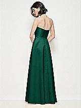 Rear View Thumbnail - Hunter Green Strapless Pleated U-Wire Satin Maxi Dress with Semi Circle Skirt