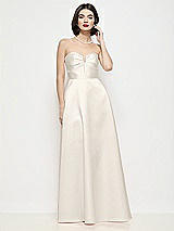Front View Thumbnail - Ivory Strapless Pleated U-Wire Satin Maxi Dress with Semi Circle Skirt