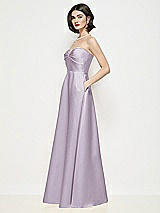 Side View Thumbnail - Lilac Haze Strapless Pleated U-Wire Satin Maxi Dress with Semi Circle Skirt