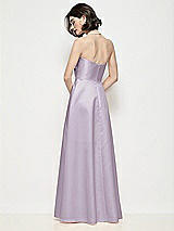 Rear View Thumbnail - Lilac Haze Strapless Pleated U-Wire Satin Maxi Dress with Semi Circle Skirt