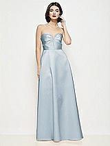 Front View Thumbnail - Mist Strapless Pleated U-Wire Satin Maxi Dress with Semi Circle Skirt