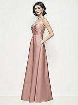 Side View Thumbnail - Neu Nude Strapless Pleated U-Wire Satin Maxi Dress with Semi Circle Skirt