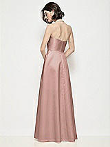Rear View Thumbnail - Neu Nude Strapless Pleated U-Wire Satin Maxi Dress with Semi Circle Skirt
