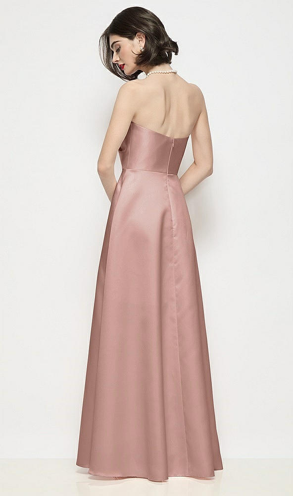 Back View - Neu Nude Strapless Pleated U-Wire Satin Maxi Dress with Semi Circle Skirt