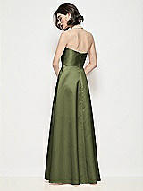 Rear View Thumbnail - Olive Green Strapless Pleated U-Wire Satin Maxi Dress with Semi Circle Skirt