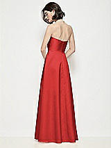 Rear View Thumbnail - Poppy Red Strapless Pleated U-Wire Satin Maxi Dress with Semi Circle Skirt