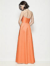 Rear View Thumbnail - Portofino Orange Strapless Pleated U-Wire Satin Maxi Dress with Semi Circle Skirt
