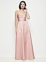 Front View Thumbnail - Rose Strapless Pleated U-Wire Satin Maxi Dress with Semi Circle Skirt