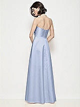 Rear View Thumbnail - Sky Blue Strapless Pleated U-Wire Satin Maxi Dress with Semi Circle Skirt