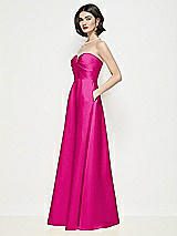Side View Thumbnail - Think Pink Strapless Pleated U-Wire Satin Maxi Dress with Semi Circle Skirt