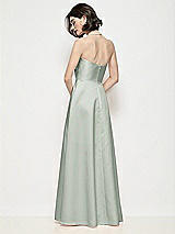 Rear View Thumbnail - Willow Green Strapless Pleated U-Wire Satin Maxi Dress with Semi Circle Skirt