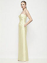 Side View Thumbnail - Butter Yellow Strapless Pleated U-Wire Satin Column Maxi Dress