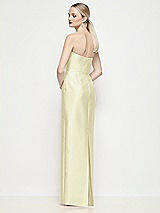 Rear View Thumbnail - Butter Yellow Strapless Pleated U-Wire Satin Column Maxi Dress