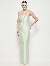 Front View Thumbnail - Mint Green Strapless Pleated U-Wire Satin Column Maxi Dress