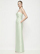 Side View Thumbnail - Mint Green Strapless Pleated U-Wire Satin Column Maxi Dress