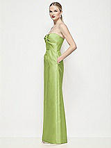 Side View Thumbnail - Mojito Strapless Pleated U-Wire Satin Column Maxi Dress