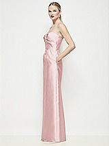 Side View Thumbnail - Ballet Pink Strapless Pleated U-Wire Satin Column Maxi Dress