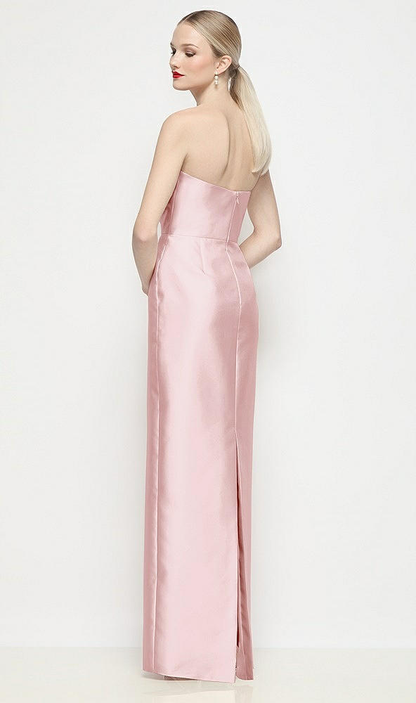 Back View - Ballet Pink Strapless Pleated U-Wire Satin Column Maxi Dress