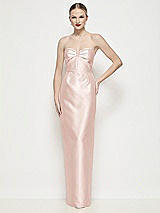 Front View Thumbnail - Blush Strapless Pleated U-Wire Satin Column Maxi Dress