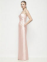 Side View Thumbnail - Blush Strapless Pleated U-Wire Satin Column Maxi Dress
