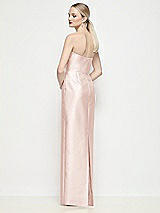 Rear View Thumbnail - Blush Strapless Pleated U-Wire Satin Column Maxi Dress