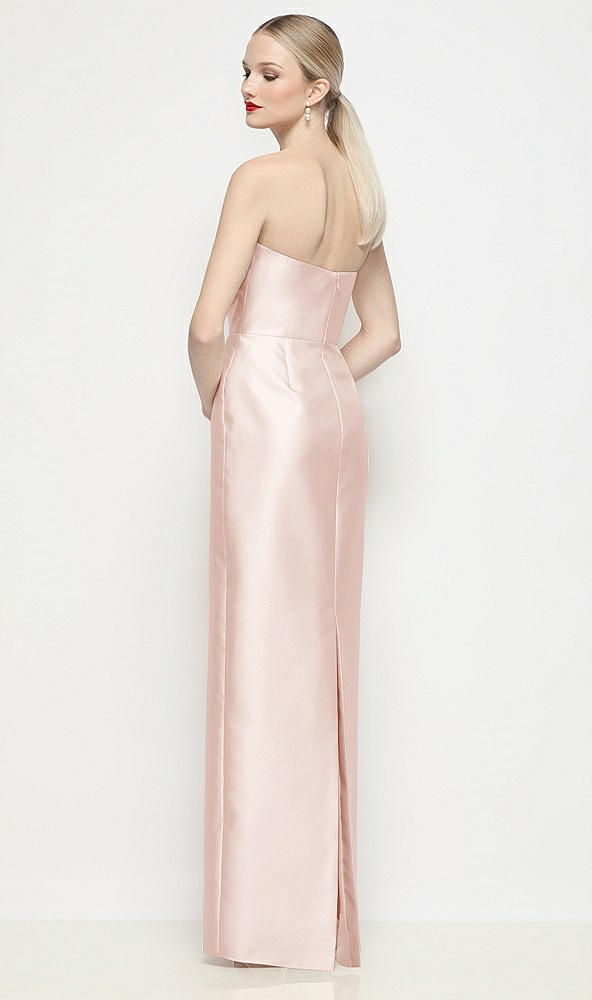 Back View - Blush Strapless Pleated U-Wire Satin Column Maxi Dress