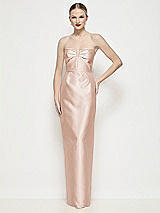 Front View Thumbnail - Cameo Strapless Pleated U-Wire Satin Column Maxi Dress