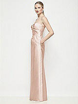 Side View Thumbnail - Cameo Strapless Pleated U-Wire Satin Column Maxi Dress