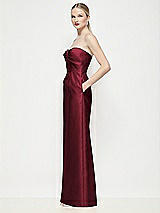 Side View Thumbnail - Cabernet Strapless Pleated U-Wire Satin Column Maxi Dress
