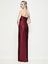 Rear View Thumbnail - Cabernet Strapless Pleated U-Wire Satin Column Maxi Dress
