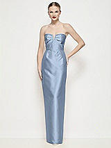 Front View Thumbnail - Cloudy Strapless Pleated U-Wire Satin Column Maxi Dress