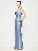Side View Thumbnail - Cloudy Strapless Pleated U-Wire Satin Column Maxi Dress