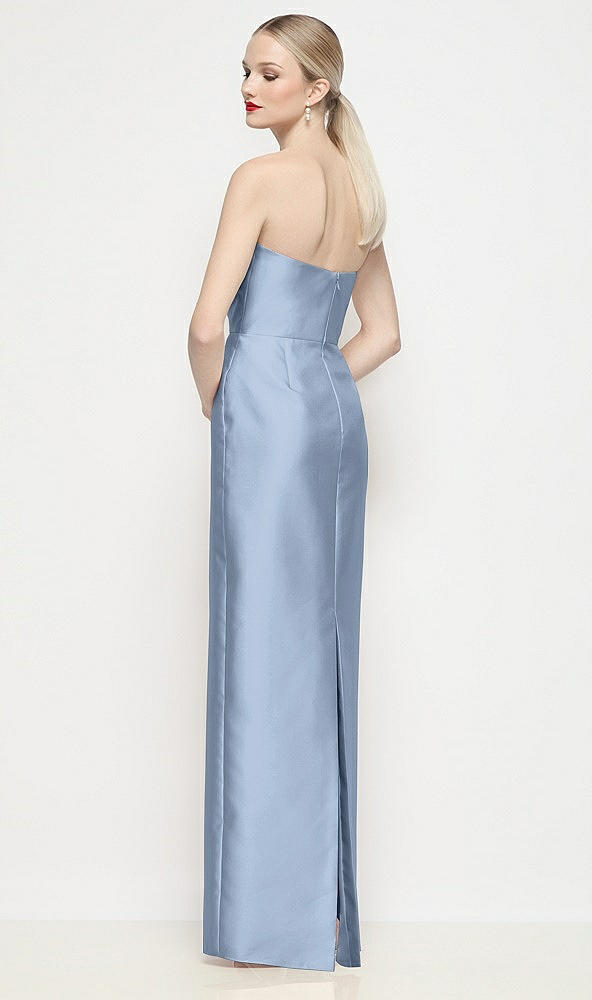 Back View - Cloudy Strapless Pleated U-Wire Satin Column Maxi Dress