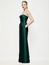 Side View Thumbnail - Evergreen Strapless Pleated U-Wire Satin Column Maxi Dress