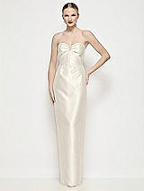 Front View Thumbnail - Ivory Strapless Pleated U-Wire Satin Column Maxi Dress