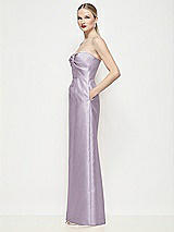 Side View Thumbnail - Lilac Haze Strapless Pleated U-Wire Satin Column Maxi Dress