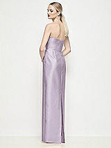 Rear View Thumbnail - Lilac Haze Strapless Pleated U-Wire Satin Column Maxi Dress