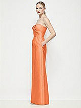 Side View Thumbnail - Portofino Orange Strapless Pleated U-Wire Satin Column Maxi Dress